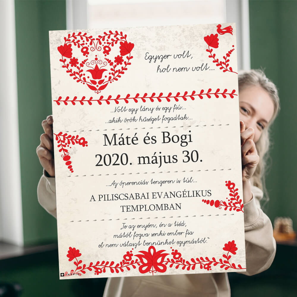 Szerelmes ajándékok - Magyar motívummal ellátott dekorációs tábla | INSPIO
